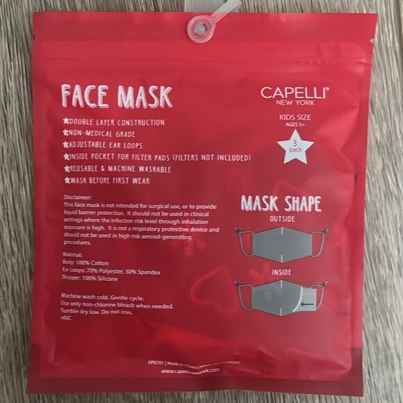 CAPPELLI New York 3 Kid Size Christmas Face Mask New in Package - Picture 3 of 4